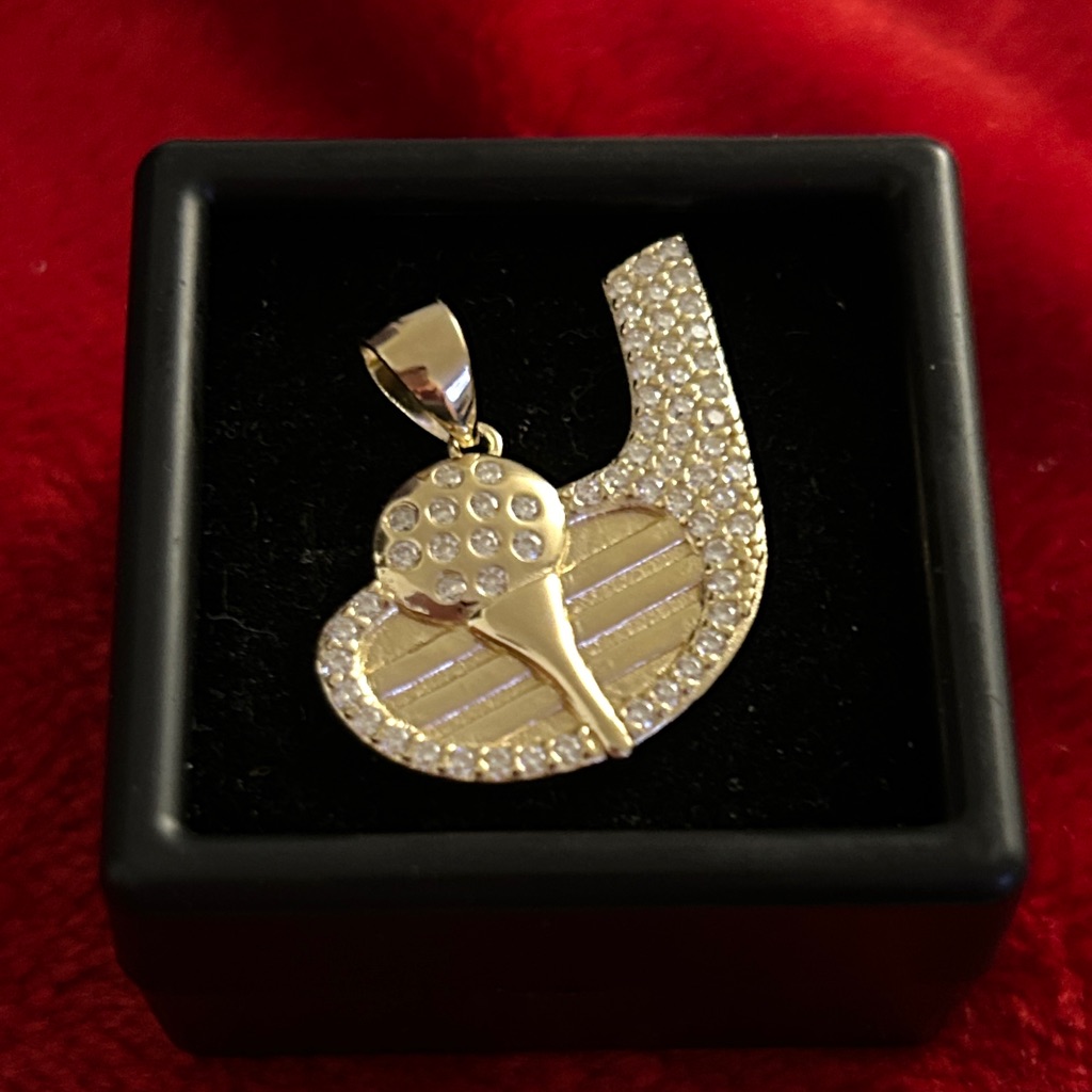 Moissanite Diamond Gold Golf Pendant